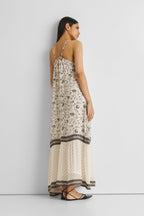 Flowy Maxi Dress in Black Florals Purplish Diva