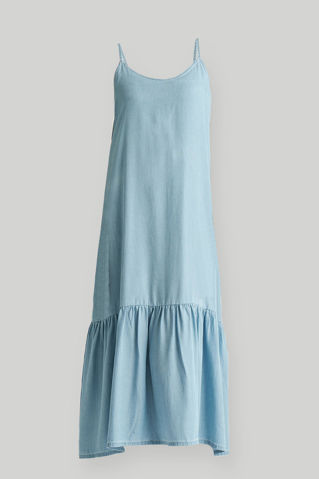 Flowy Maxi Dress in Blue Denim Purplish Diva