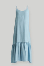Flowy Maxi Dress in Blue Denim Purplish Diva
