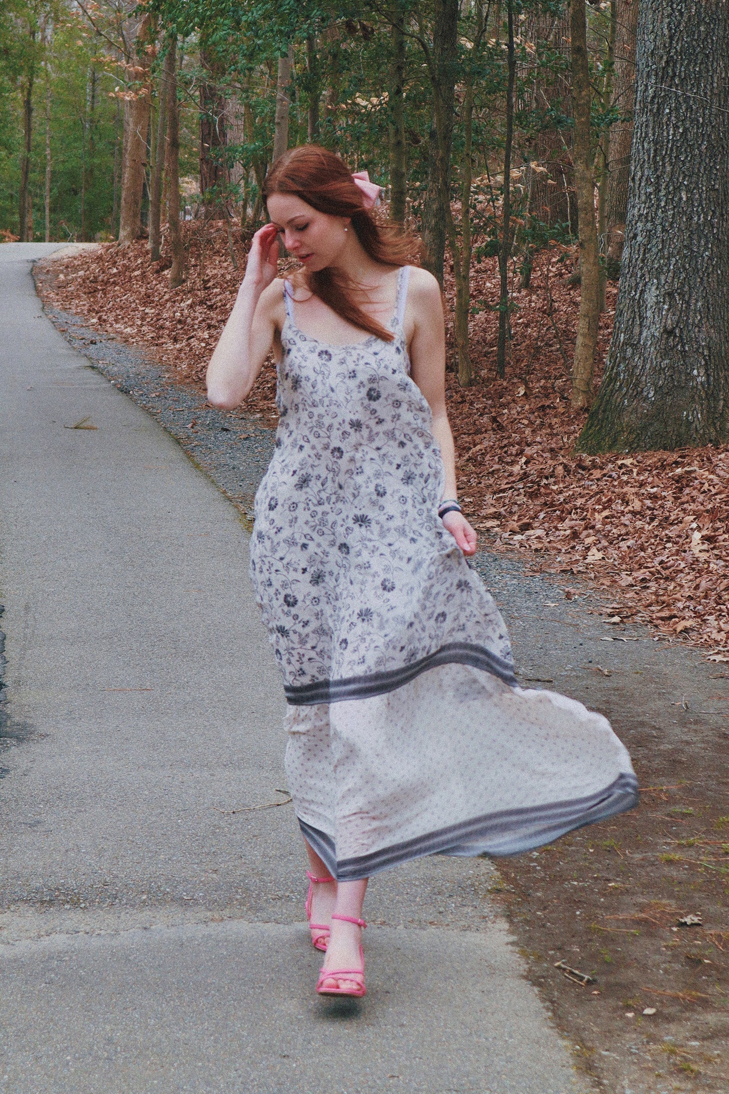 Flowy Maxi Dress in Black Florals Purplish Diva