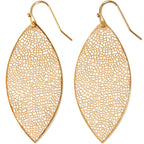 Gold Leaf Earrings for Women - Gold Dangle Earrings for Women Gold Drop Earrings for Women Gold Boho Earrings Big Earrings for Women Gold-Tone Filigree Earrings Dangly Large Earrings for Women
