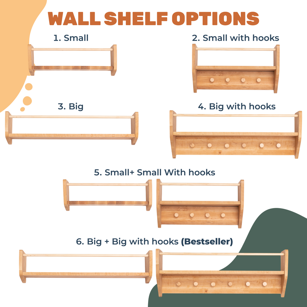 Nursery Wall Shelf with Hooks - SJB-DIAMOND ELITES