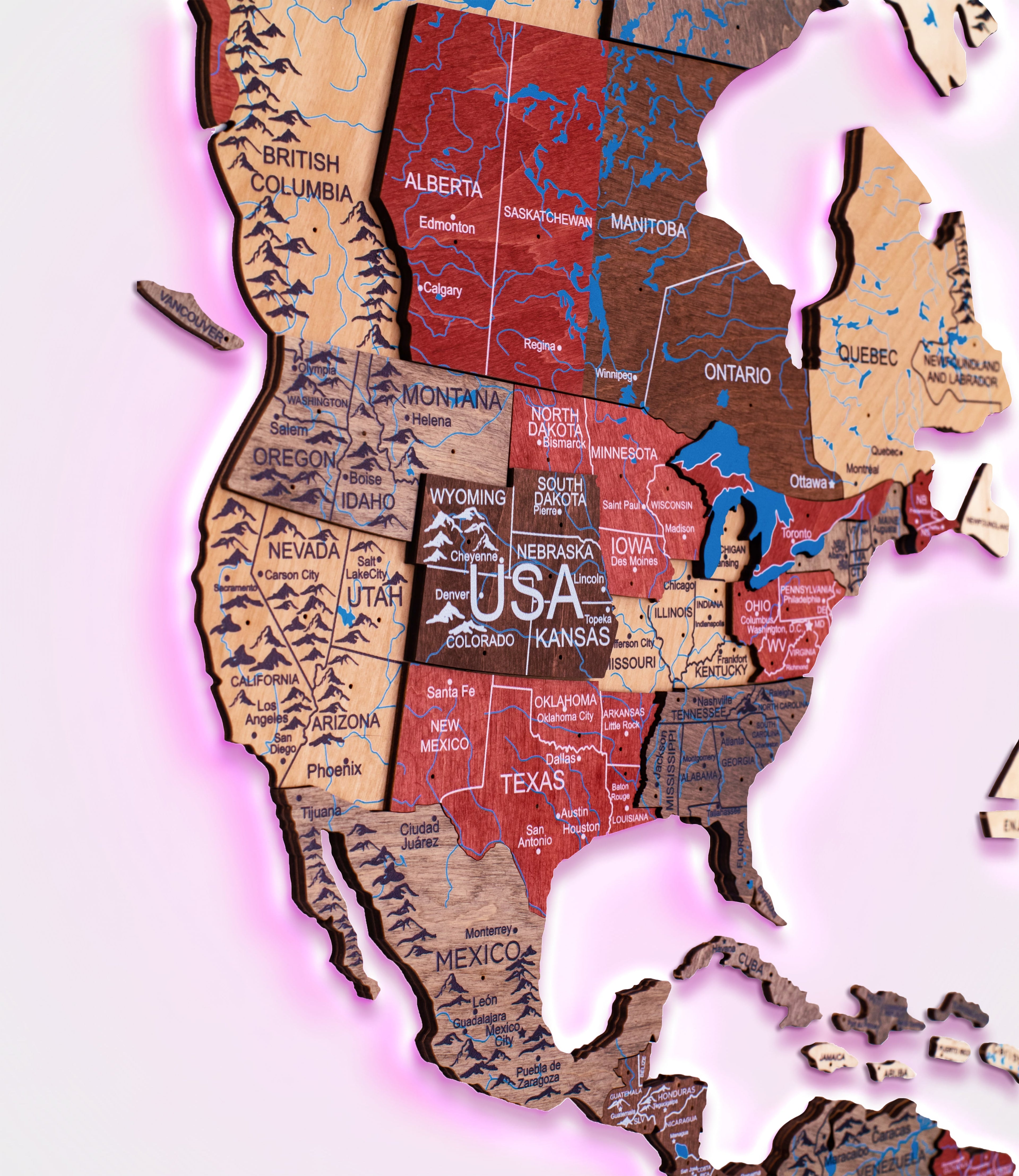 3D LED Wooden World Map 3.0 Fusion - SJB-DIAMOND ELITES