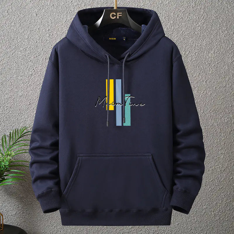 Men's Plus Size Thick Fleece Hoodie in Blue (12XL) Pi-Mart