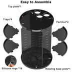 Rotating Makeup Organizer for Vanity, 360 Spinning Skincare Organizers with Adjustable Trays, Make Up Desk Storage Carousel Rack, Cosmetic Display Cases for Dresser Bathroom Countertop Black Pi-Mart