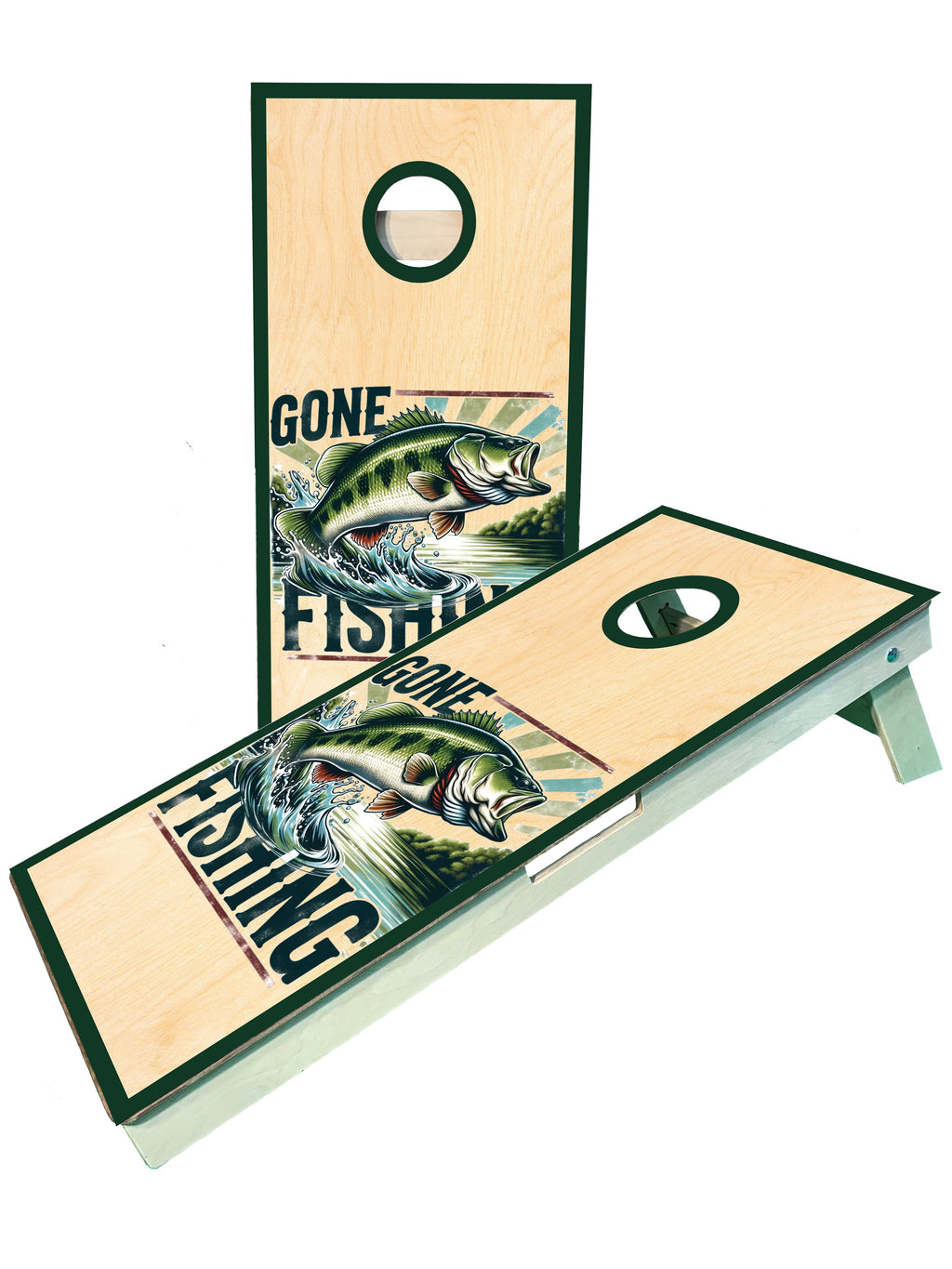 Gone Fishing Lake Jumping Fish Cornhole Boards - SJB-DIAMOND ELITES