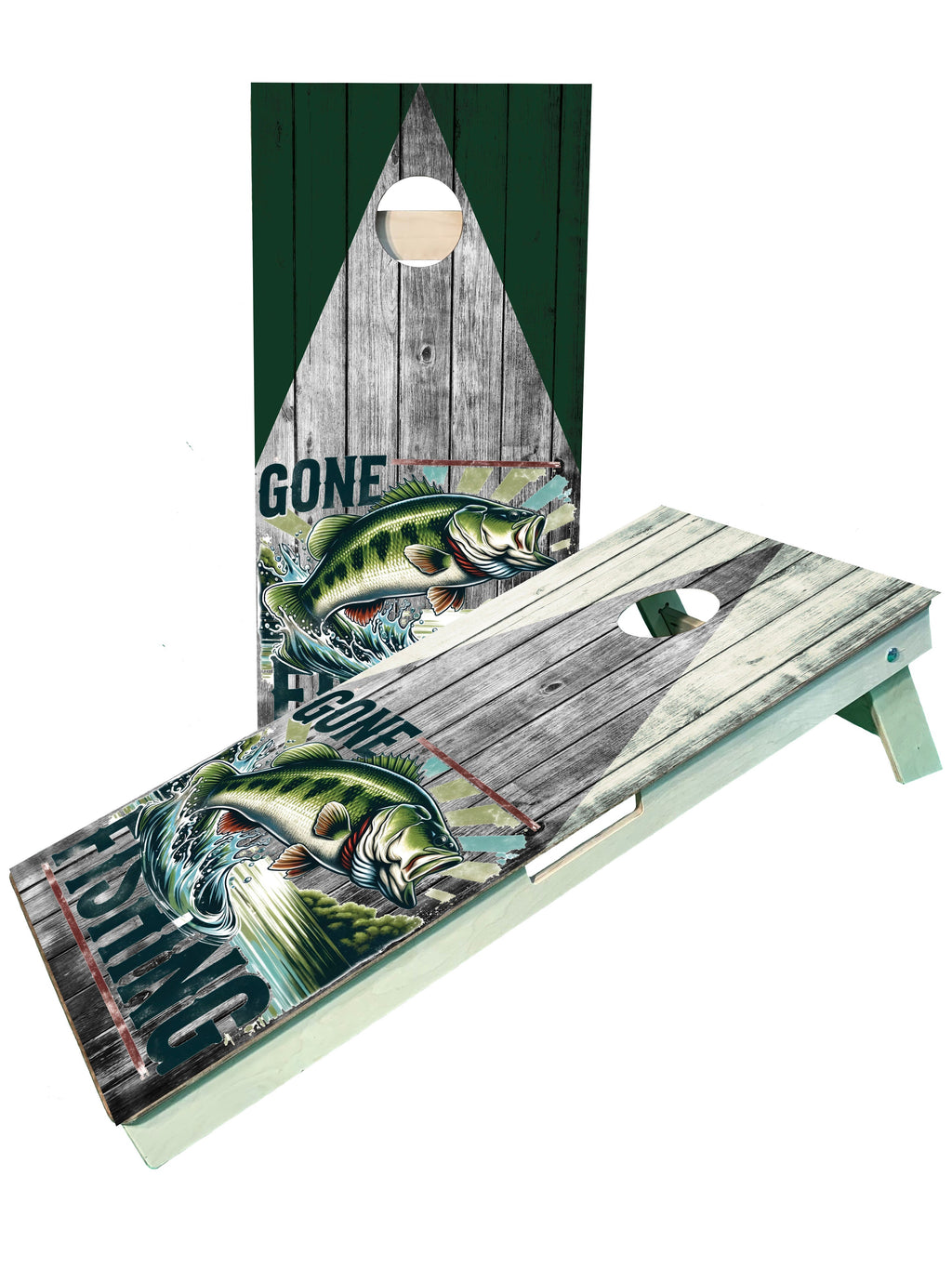 Gone Fishing Lake Jumping Fish Cornhole Boards - SJB-DIAMOND ELITES