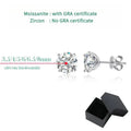 GRA GIA Certified Moissanite Stud Earrings 0.2-2CT VVS1 4-Claw Sterling S925 BandsCo Straps