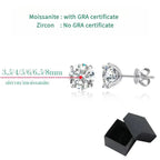 GRA GIA Certified Moissanite Stud Earrings 0.2-2CT VVS1 4-Claw Sterling S925 BandsCo Straps