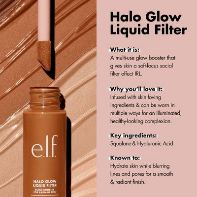 e.l.f. Halo Glow Liquid Filter Highlighter 5.5 Medium/Tan 1.06 fl oz - New This is Beauty US