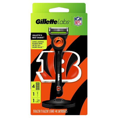 Gillette Labs Mens Special NFL Bengals Edition Shaving Razor with 4 Refills and Magnetic Stand - New This is Beauty US