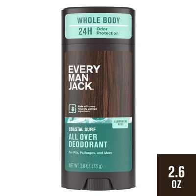 Every Man Jack All Over Solid Deodorant Coastal Surf 2.6oz - New This is Beauty US