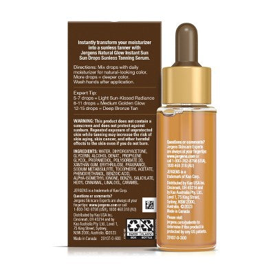 Jergens Natural Glow Instant Sun Drops Tanners 1 fl oz - New This is Beauty US