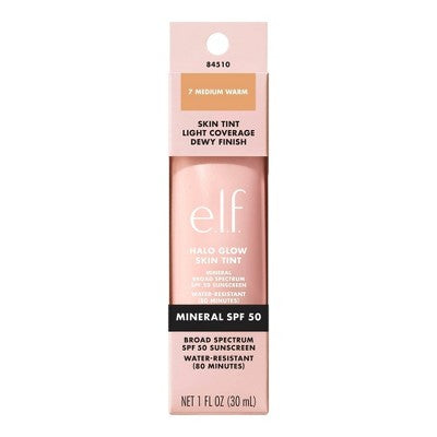 e.l.f. Halo Glow Skin Tint Light Coverage Foundation SPF 50 7 Medium Warm 1 fl oz - Imperfect Box This is Beauty US