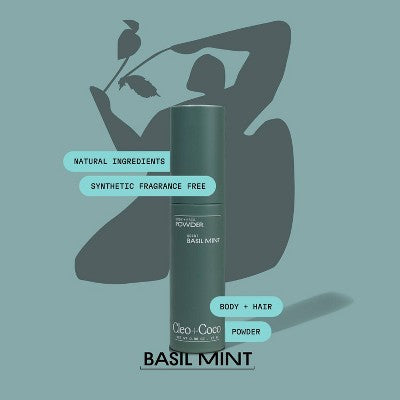 cleo+coco. Body and Hair Antiperspirants and Deodorant Powder Basil Mint 0.88oz - New This is Beauty US