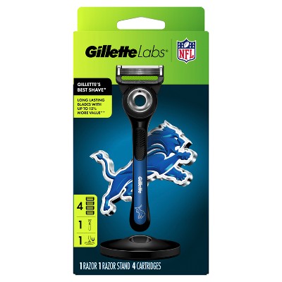 Gillette Labs Men's Special NFL Lions Edition Shaving Razor with 4 Refills and Magnetic Stand - New This is Beauty US