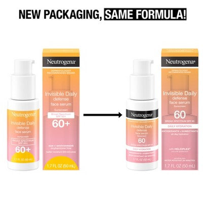 Neutrogena Invisible Daily Defense Sunscreen Face Serum SPF 60 1.7 fl oz - New This is Beauty US