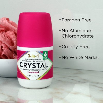 Crystal 3-in-1 Natural Mineral Roll-On Deodorant Unscented 2.25 fl oz - New This is Beauty US