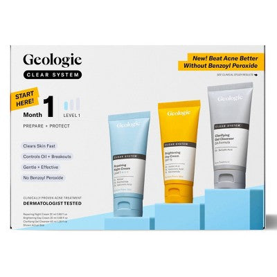 Geologie Clear System Month 1 / Level 1 Acne Treatment & Skincare Set 3pc - New This is Beauty US