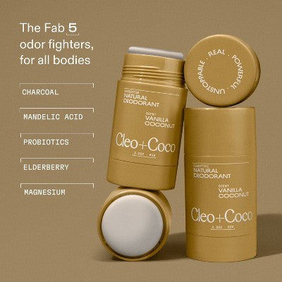 cleo+coco. Body and Hair Antiperspirants and Deodorant Powder Coconut Vanilla 0.88oz - New This is Beauty US