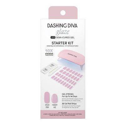 Dashing Diva Glaze Semi-Cured Gel Nail Polish Strips Starter Kit Powder Pink 32ct - New This is Beauty US