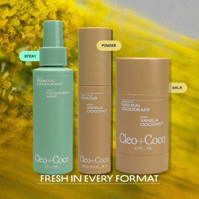 cleo+coco. Body and Hair Antiperspirants and Deodorant Powder Coconut Vanilla 0.88oz - New This is Beauty US