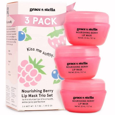 Grace & Stella Nourishing Berry Lip Mask 0.7oz/3ct - New This is Beauty US