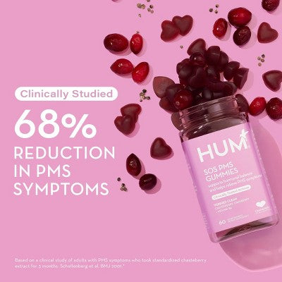 HUM Nutrition SOS PMS for PMS Relief & Mood Support Vegan Gummies 60ct - New This is Beauty US