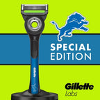 Gillette Labs Men's Special NFL Lions Edition Shaving Razor with 4 Refills and Magnetic Stand - New This is Beauty US