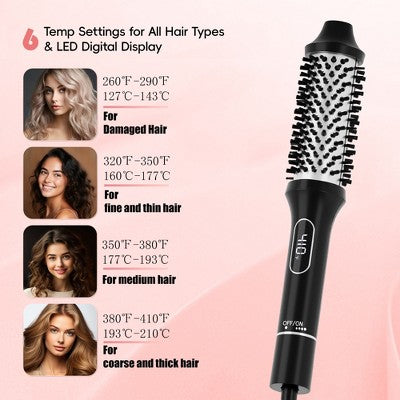 NICEBAY Heated Thermal Brush, Electric Curling Brush & Round Brush Styler with Anti-Scald Nylon Bristles - Imperfect Box This is Beauty US