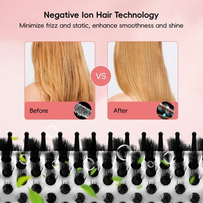 NICEBAY Heated Thermal Brush, Electric Curling Brush & Round Brush Styler with Anti-Scald Nylon Bristles - Imperfect Box This is Beauty US