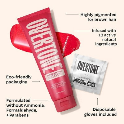 Overtone Raspberry Pink Hair Mask Semi-Permanent Hair Dye & Color Conditioner - New This is Beauty US