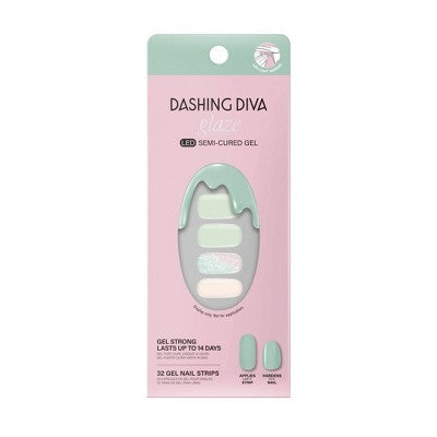 Dashing Diva Glaze Semi-Cured Gel Nail Polish Strips Emerald Marble 32ct - New This is Beauty US