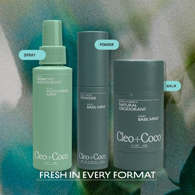 cleo+coco. Body and Hair Antiperspirants and Deodorant Powder Basil Mint 0.88oz - New This is Beauty US