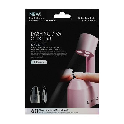 Dashing Diva Gel Xtend Fake Nails Starter Kit Medium Round 30ct - New This is Beauty US