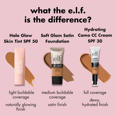 e.l.f. Halo Glow Skin Tint Light Coverage Foundation SPF 50 7 Medium Warm 1 fl oz - Imperfect Box This is Beauty US
