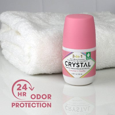 Crystal 3-in-1 Natural Mineral Roll-On Deodorant Coconut + Vanilla 2.25 fl oz - New This is Beauty US