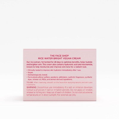 The Face Shop Rice Water Bright Vegan Cream 1.69 fl oz - New This is Beauty US