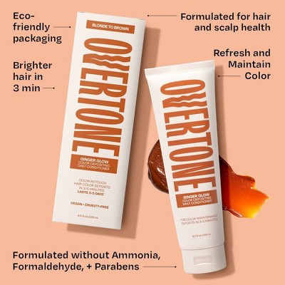 Overtone Ginger Glow Daily Conditioner- Semi-Permanent Copper 4.5 oz - New This is Beauty US