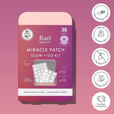 Rael Beauty Miracle Patch Glow and Go Kit 38ct - New This is Beauty US