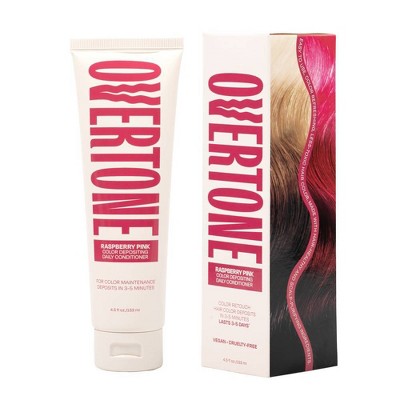 Overtone Raspberry Pink Daily ConditionerSemi-Permanent Pink Hair Color All Hair Types 4.5 oz Color-Depositing - New This is Beauty US