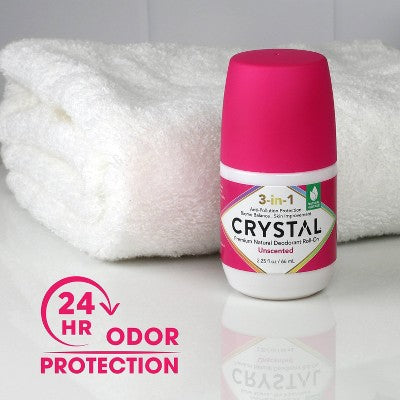 Crystal 3-in-1 Natural Mineral Roll-On Deodorant Unscented 2.25 fl oz - New This is Beauty US