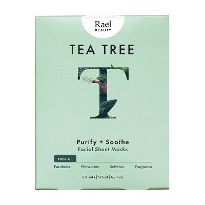 Rael Beauty Tea Tree Facial Sheet Mask 5ct/4.2oz - New This is Beauty US