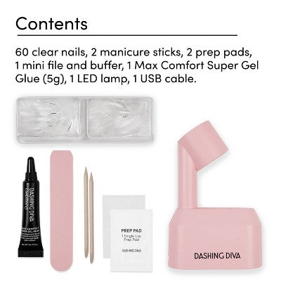 Dashing Diva Gel Xtend Fake Nails Starter Kit Medium Round 30ct - New This is Beauty US