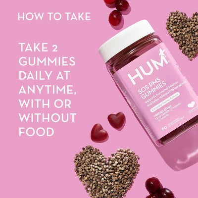 HUM Nutrition SOS PMS for PMS Relief & Mood Support Vegan Gummies 60ct - New This is Beauty US