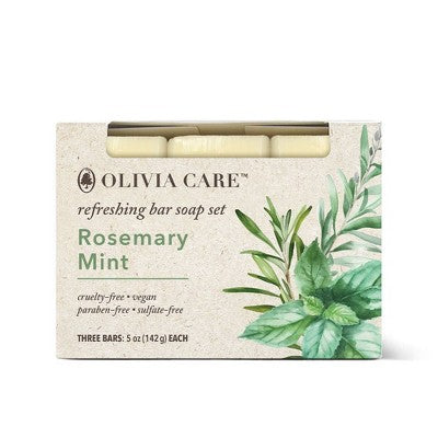 Olivia Care Rosemary Mint Bar Soap Set 5oz/3ct - New This is Beauty US
