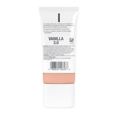 Neutrogena Clear Coverage Flawless Matte Color Correcting Cream, Full-Coverage 3.0 Vanilla - New This is Beauty US