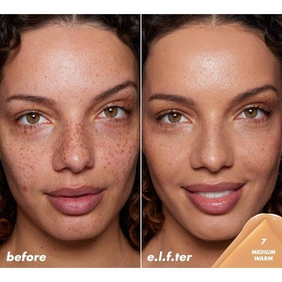 e.l.f. Halo Glow Skin Tint Light Coverage Foundation SPF 50 7 Medium Warm 1 fl oz - Imperfect Box This is Beauty US