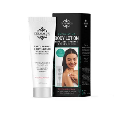 Dermasuri Exfoliating Body Lotion Pink Grapefruit 4oz - New This is Beauty US