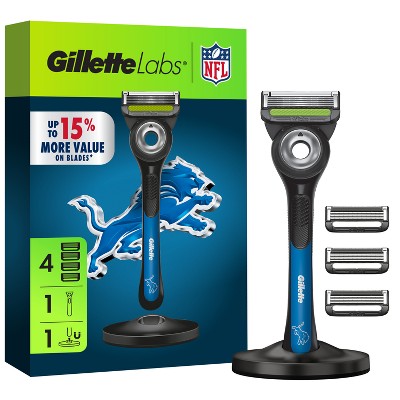 Gillette Labs Men's Special NFL Lions Edition Shaving Razor with 4 Refills and Magnetic Stand - New This is Beauty US